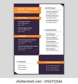 Professional Curriculum vitae oder Lebenslauf Vorlage. Modernes kreatives Resume oder CV-Design.