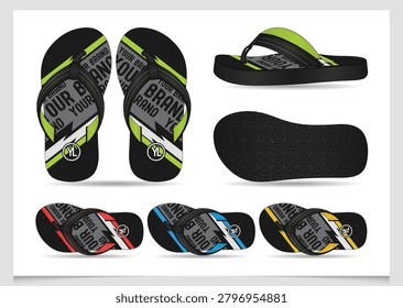 Professional Custom Branding Flip Flop Mockup with Modern Typography Graphics and Premium Footwear Presentation Template.