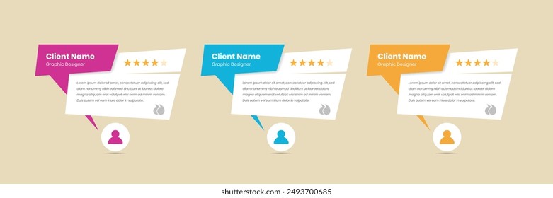 Professional customer feedback and client testimonial template design with abstract shapes