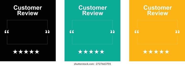 Conjunto de Plantilla de revisión de Clientes de Profesional con calificación de cinco estrellas, diseño de Comentarios moderno para marketing de redes sociales, Elementos de Diseño gráfico testimoniales coloridos
