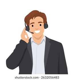 Professional Customer Support Agent. Ready to assist with any inquiries. Flat vector illustration isolated on white background