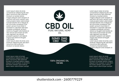 Professional and customizable CBD oil label template for hemp-based products.