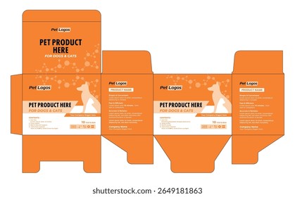 Etiqueta profissional e personalizável da caixa de embalagem do produto do animal de estimação para cães e gatos com marca personalizada.