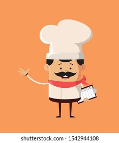 Professional Cute Chef - Holding a Checklist and Showing with Hand Gesture