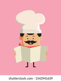 Professional Cute Chef - Holding a Folded Paper Banner