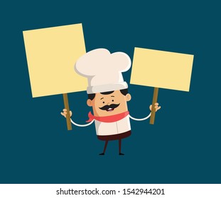 Professional Cute Chef - Holding Placards in Both Hands