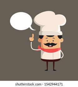 Professional Cute Chef - Smiling and Pointing to Speech Bubble