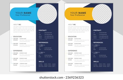Professional CV design, vector file layout design A4 size