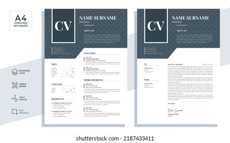 Professional CV Resume And Cover Letter Template