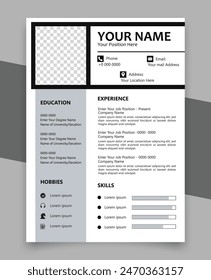 Professionelles Lebenslauf-Design für eine kreative Person, Vektorgrafik minimalistisch, Lebenslauf-Vorlagen. Professioneller Lebenslauf Briefkopf, Anschreiben Business Layout Job-Anwendungen, Personenbeschreibung