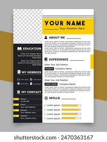 Diseño De Currículum Vitae De Profesional Para Una Persona Creativa, Minimalista De Vector, Plantillas Cv. Membrete de currículum de Profesional, Cartas de presentación, Diseño de negocios, Aplicaciones de trabajo, Descripción personal