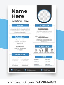 Diseño De Currículum Vitae De Profesional Para Una Persona Creativa, Minimalista De Vector, Plantillas Cv. Membrete de currículum de Profesional, Cartas de presentación, Diseño de negocios, Aplicaciones de trabajo, Descripción personal