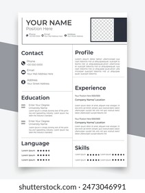 Professional Cv Resume Design For A Creative Person, Vector Minimalist, Cv Templates. Professional Resume Letterhead, Cover Letter Business Layout Job Applications, Personal Description