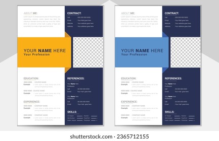 Professional CV and Resume Design, vector file layout template