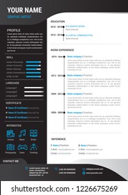 Professional CV resume template design and letterhead / cover letter - vector minimalist - black and white