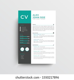 Professional CV resume template design and letterhead , cover letter, green and black   - vector
