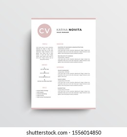 Professional CV resume template design and letterhead , cover letter,  black and pink  - vector