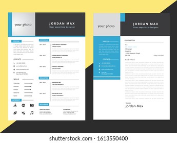 Professional CV resume template design and letterhead / cover letter 

