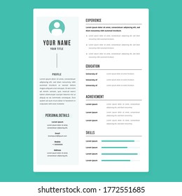 Professional CV resume template design and letterhead / cover letter - vector minimalist. Nice for a good job. Simple resume template with blue background. Simple vitae design layout for awesome job. 