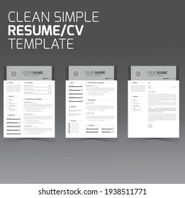 Professional CV resume template design and letterhead  cover letter - vector minimalist -
elegant stylish design
