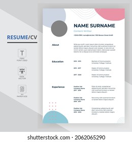 Professional CV resume template design. Professional CV - resume Template Vector Design.