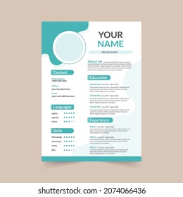 Professional CV resume template design. vector minimalist