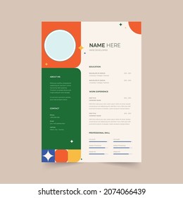 Professional CV resume template design. vector minimalist