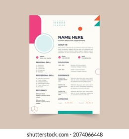 Professional CV resume template design. vector minimalist