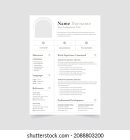 Professional CV resume template design. vector minimalist