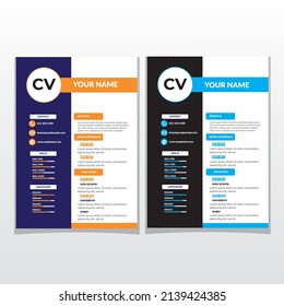 Professional CV resume template design and letterhead  cover letter  vector minimalist 