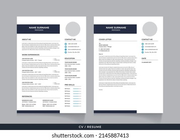 Professional CV resume template design and cover letter - vector minimalist