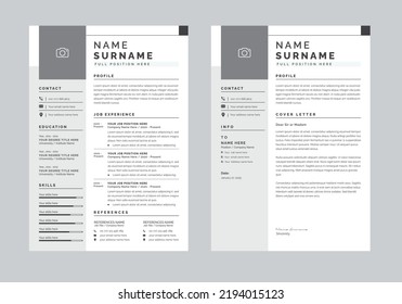 Professional CV Resume template design and cover letter Set Elements