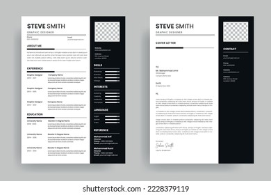 Professional CV resume template design and minimalist letterhead or cover letter layout design