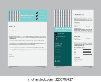 PROFESSIONAL CV RESUME TEMPLATE DESIGN AND COVER LETTER - VECTOR