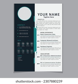 Professional CV resume template design clear and modern elegant stylish design
