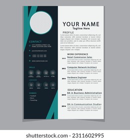 Professional CV resume template design clear and modern elegant stylish design
