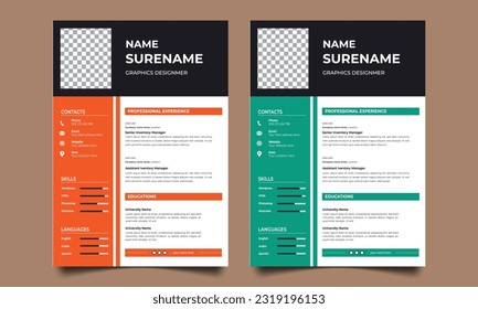 Professional CV resume template design 