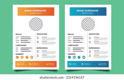 Professional CV resume template design 
