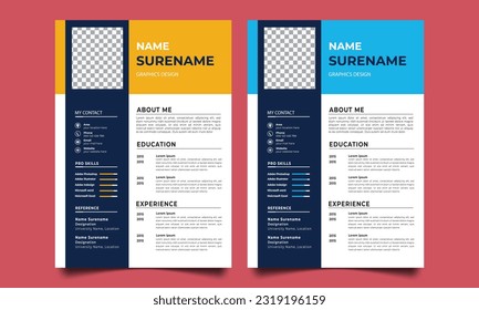 Professional CV resume template design 