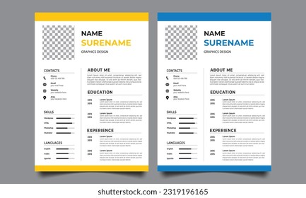 Professional CV resume template design 