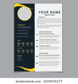 Professional CV resume template design clear and modern elegant stylish design
