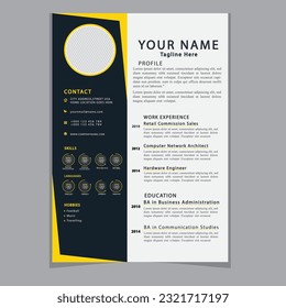 Professional CV resume template design clear and modern elegant stylish design