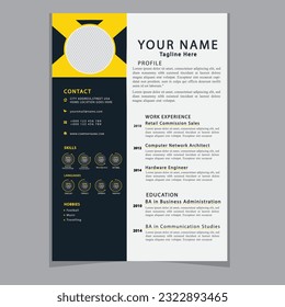Professional CV resume template design clear and modern elegant stylish design