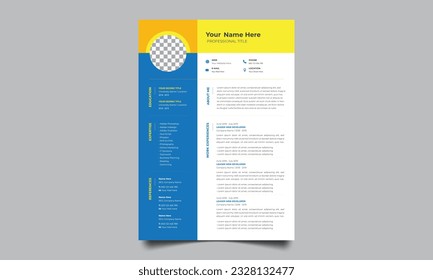 Professionelles CV-Lebenslauf-Vorlagendesign. Layoutbild-Vektorgrafik sauber für Jobanwendungen. In A4-Größe.