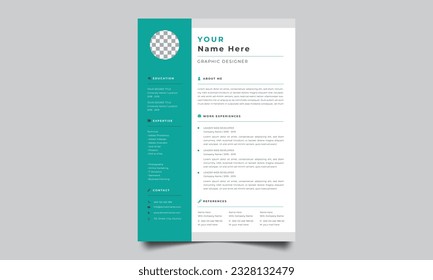 Professionelles CV-Lebenslauf-Vorlagendesign. Layoutbild-Vektorgrafik sauber für Jobanwendungen. In A4-Größe.