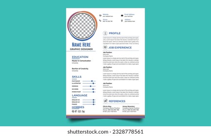 Professionelles CV-Lebenslauf-Vorlagendesign. Layoutbild-Vektorgrafik sauber für Jobanwendungen. In A4-Größe.