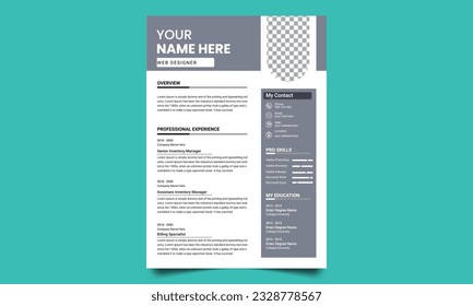 Professional CV resume template design. Business layout vector clean for job applications. In A4 size.