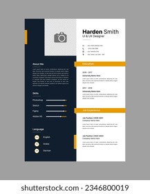 Professional CV resume template design vector minimalist