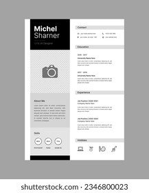 Professional CV resume template design vector minimalist