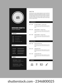 Professional CV resume template design vector minimalist